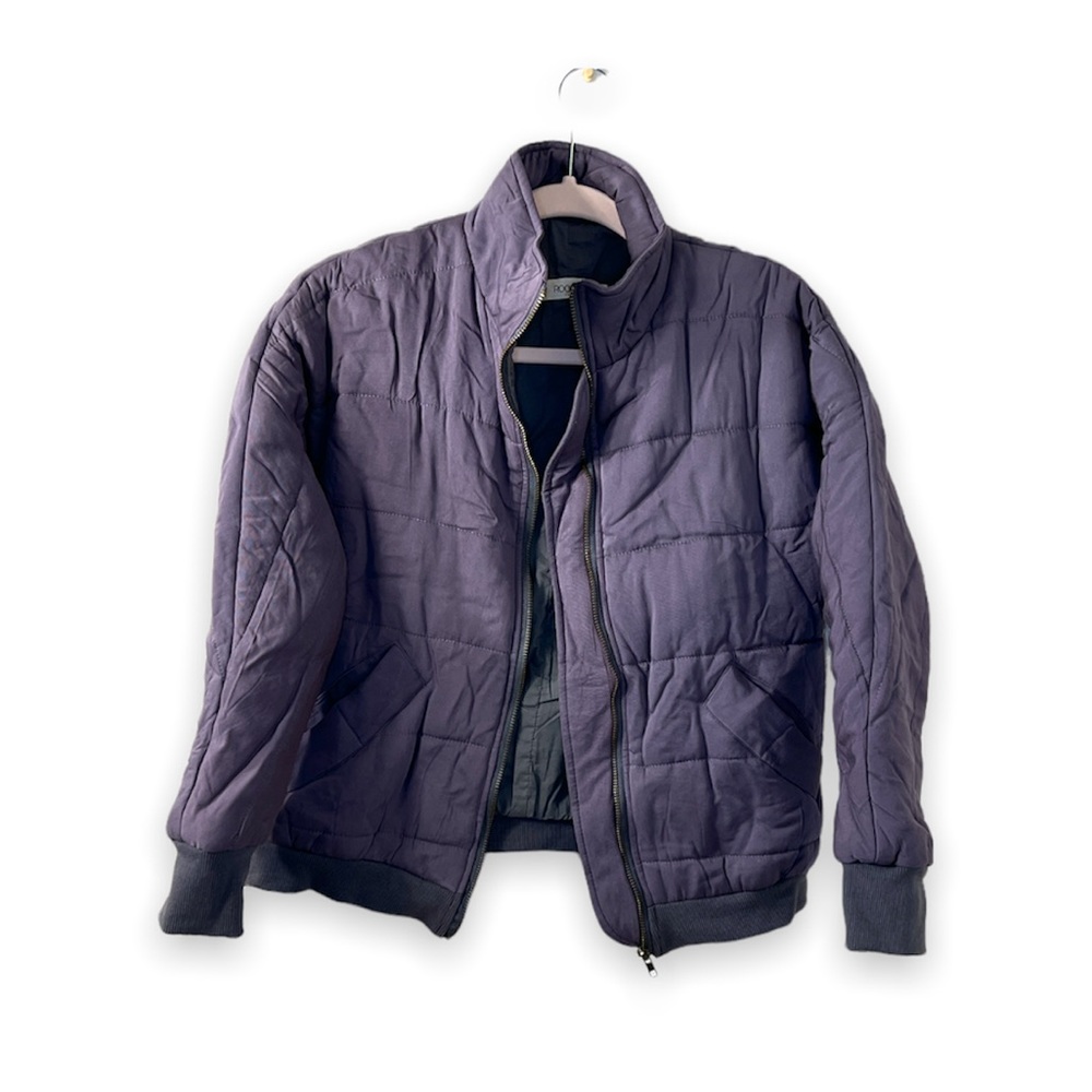 Gray Quilted Bomber Jacket